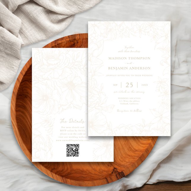 Convite de Casamento com Código QR RSVP Arco de Ja (Criador carregado)