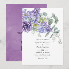 Convite de casamento com código QR RSVP de eucalip