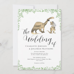 Convite de Casamento com Código QR Tema Dinossauro