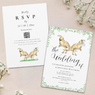 Convite de Casamento com Código QR Tema Dinossauro