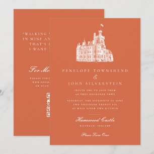 Convite de Casamento com Código QR Terracota Desen