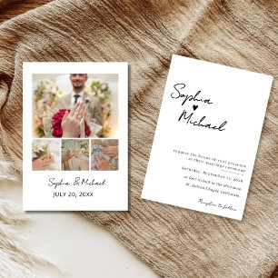 Convite de Casamento com Colagem de Fotos Minimali