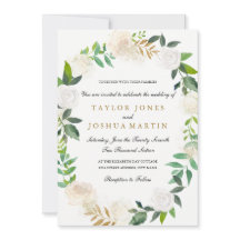 Convite de Casamento com Coroa de Aquarela em Tom