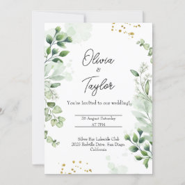 Convite de Casamento com Coroa de Folhagens Boho