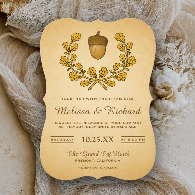 Convite de Casamento com Coroa de Folhas de Carval (Criador carregado)