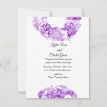 Convite de Casamento com Coroa de Rosto Roxo Monoc