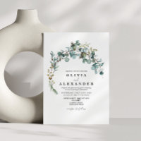 Convite de casamento com coroa de verde