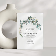 Convite de casamento com coroa de verde