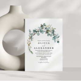 Convite de casamento com coroa de verde