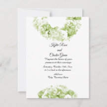 Convite de Casamento com Coroa de Verde Monocromát