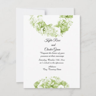 Convite de Casamento com Coroa de Verde Monocromát