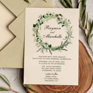 Convite de Casamento com Coroa de Verdura Tropical