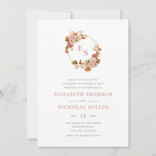 Convite de Casamento com Coroa Floral Aquarela Vin