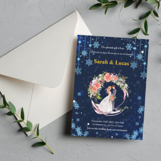 Convite de Casamento com Coroa Floral de Neve de I
