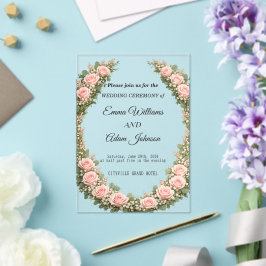 Convite de Casamento com Coroa Floral Romântica
