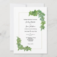 Convite de Casamento com Corte de Hera em Aquarela