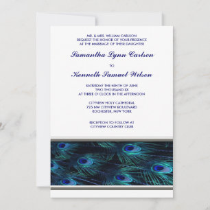 Convite de Casamento com Corte de Prata Pavão Roxo