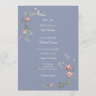Convite de Casamento com Cravos e Azul