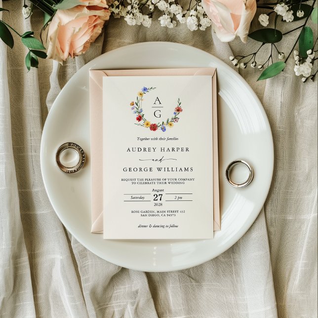 Convite de Casamento com Crista de Flor Silvestre  (Criador carregado)