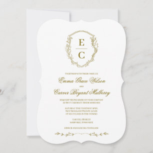 Convite de Casamento com Crista de Monograma Herit