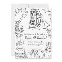 Convite de Casamento com Desenho à Mão