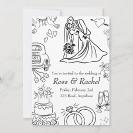 Convite de Casamento com Desenho à Mão
