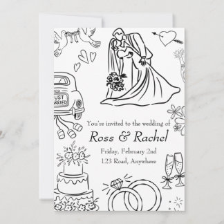 Convite de Casamento com Desenho à Mão