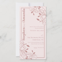 Convite de casamento com desenho de linha de flore