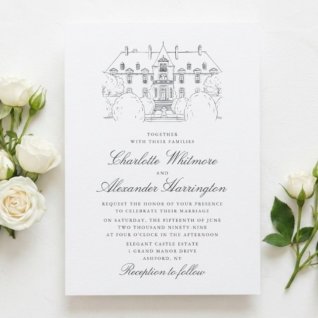 Convite de Casamento com Desenho do Local de Nova  (Criador carregado)
