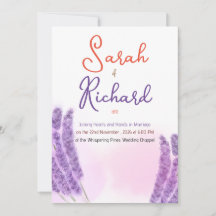 Convite de Casamento com Desenho Floral de Lavanda