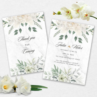 Convite de Casamento com design de Flor Branca