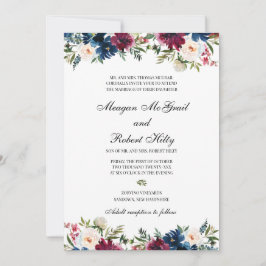 Convite de Casamento com Design Floral em Aquarela