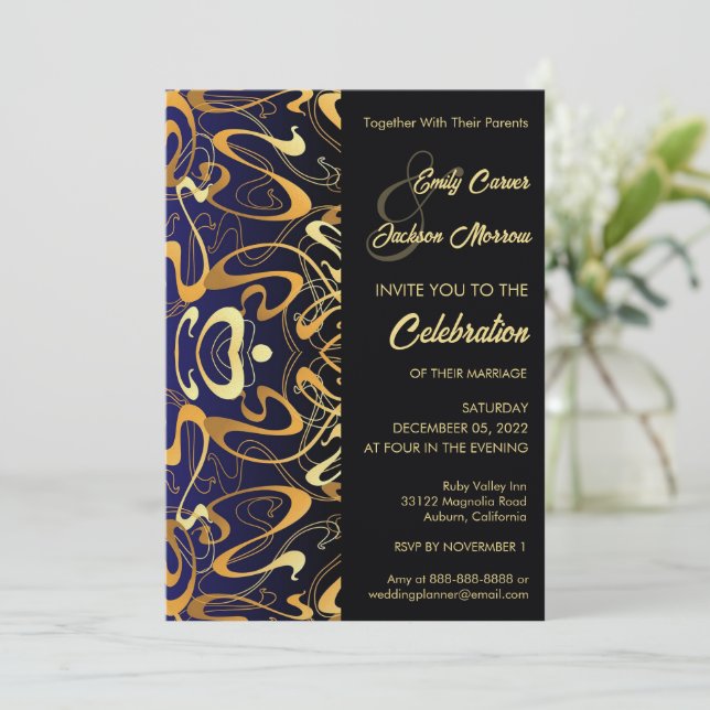 Convite de Casamento com Design Moderno (Em pé/Frente)