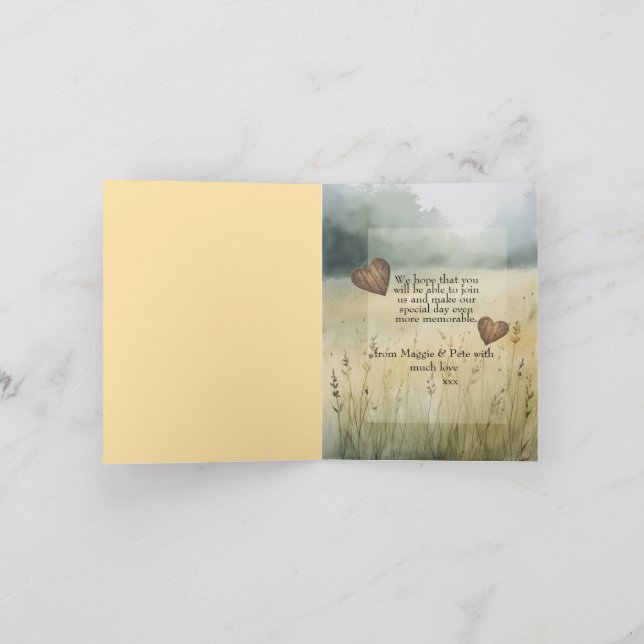 Convite de casamento com design simples de coração (Interior)