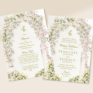 convite de casamento com detalhes do jardim floral