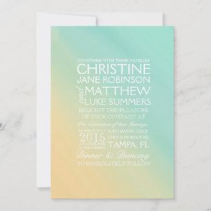 Convite de Casamento com Efeito Ombre Amarelo e Az