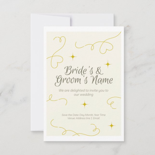 Convite de casamento com espaço amplo para escreve (Frente)