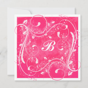 Convite de Casamento com Espirais Rosa e Branco