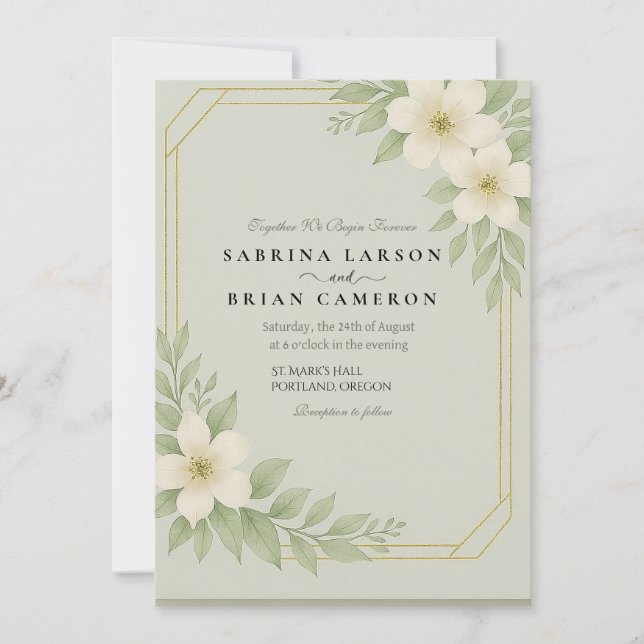 Convite de Casamento com Estampa Floral Elegante (Frente)