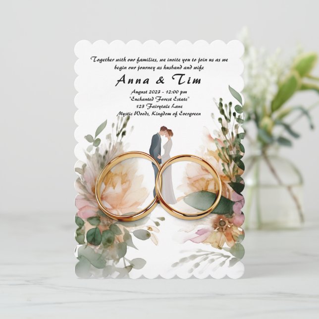 Convite de casamento com estilo e elegância (Em pé/Frente)