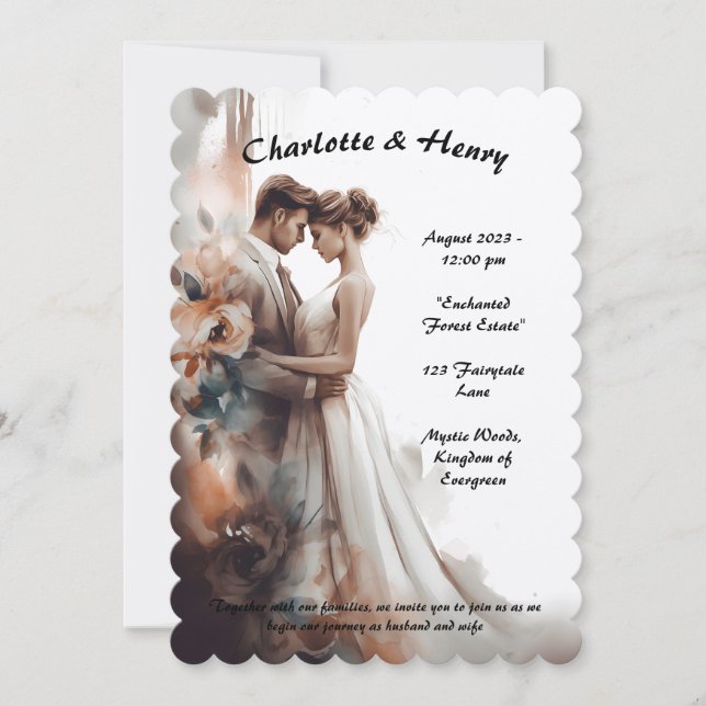 Convite de casamento com estilo e elegância (Frente)