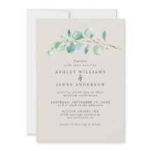Convite de Casamento com Eucalipto em Aquarela