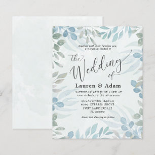 Convite de Casamento com Eucalipto em Aquarela Eco