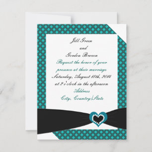 Convite de Casamento com Faixa Preta e Laço Azul