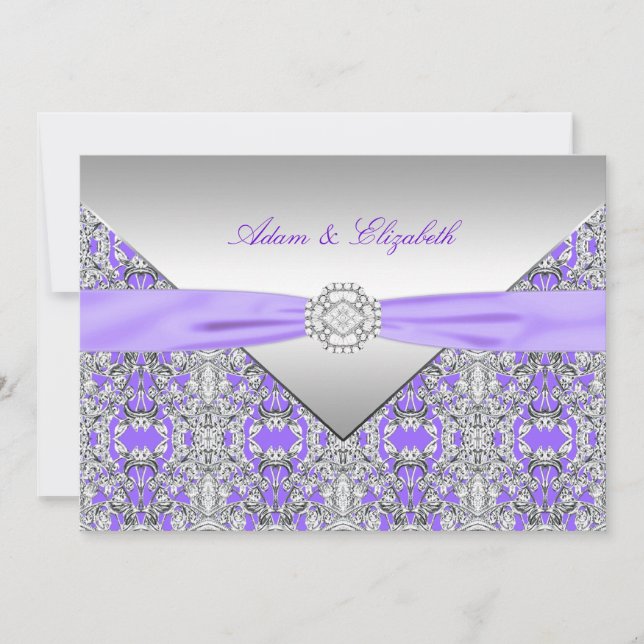 Convite de Casamento com Fita de Diamante de Renda (Frente)