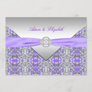 Convite de Casamento com Fita de Diamante de Renda