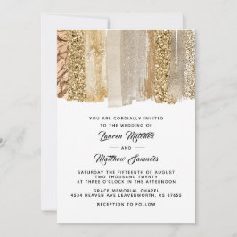 Convite de Casamento com Fita Dourada