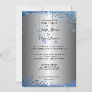 Convite de casamento com flocos de neve glitter pr
