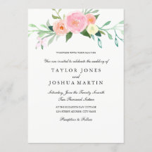 Convite de Casamento com Flor de Campo em Aquarela