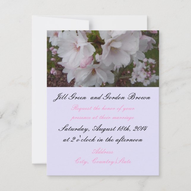 Convite de Casamento com Flor de Cerejeira (Frente)